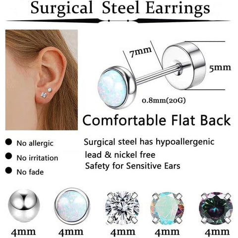8 Pairs Hypoallergenic Earrings