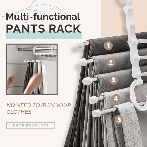 ✨Multi-functional Pants Rack - Closet Multiple Layers Multifunctional Uses Rack Organizer for Trousers Scarves Slack (1 Pack with 5 Metal Clips)✨
