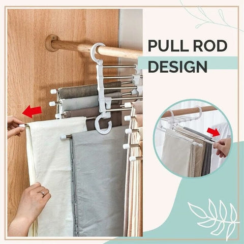 ✨Multi-functional Pants Rack - Closet Multiple Layers Multifunctional Uses Rack Organizer for Trousers Scarves Slack (1 Pack with 5 Metal Clips)✨