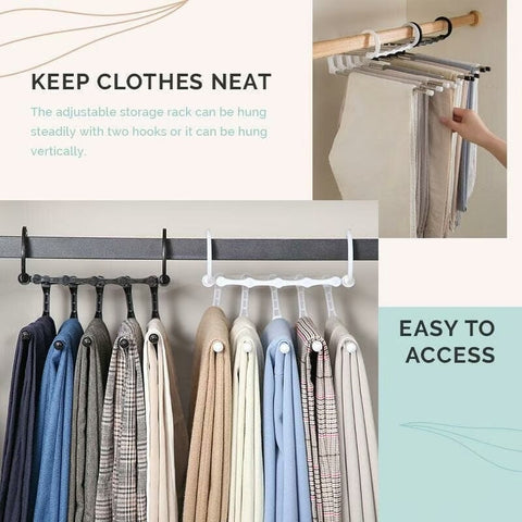 ✨Multi-functional Pants Rack - Closet Multiple Layers Multifunctional Uses Rack Organizer for Trousers Scarves Slack (1 Pack with 5 Metal Clips)✨